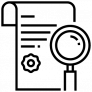 paper with magnifying glass logo